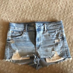 American eagle ripped denim shorts, light wash